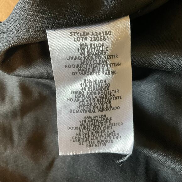 Betsy & Adam Black Metallic Column Gown Size 12 Sleeveless Thigh Slit Formal - Picture 9 of 12